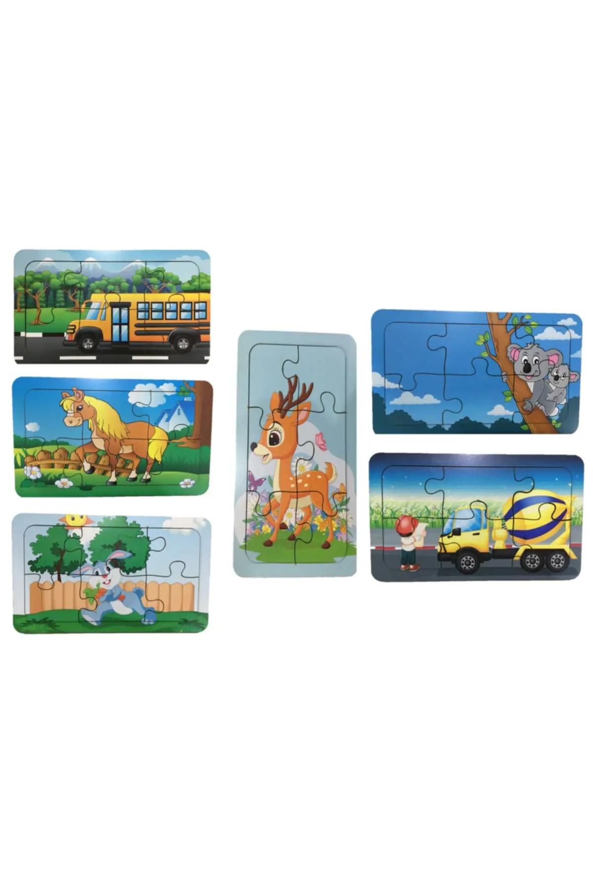 Wooden Puzzle First Yapbozum 6 PCs 6 Piece 18x11cm, Sensory Toys, Educational Game