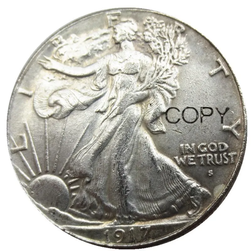 US 1917-DS Obverse (Regular Strike) Walking Liberty Half Dollar Silver Plated Copy Coins