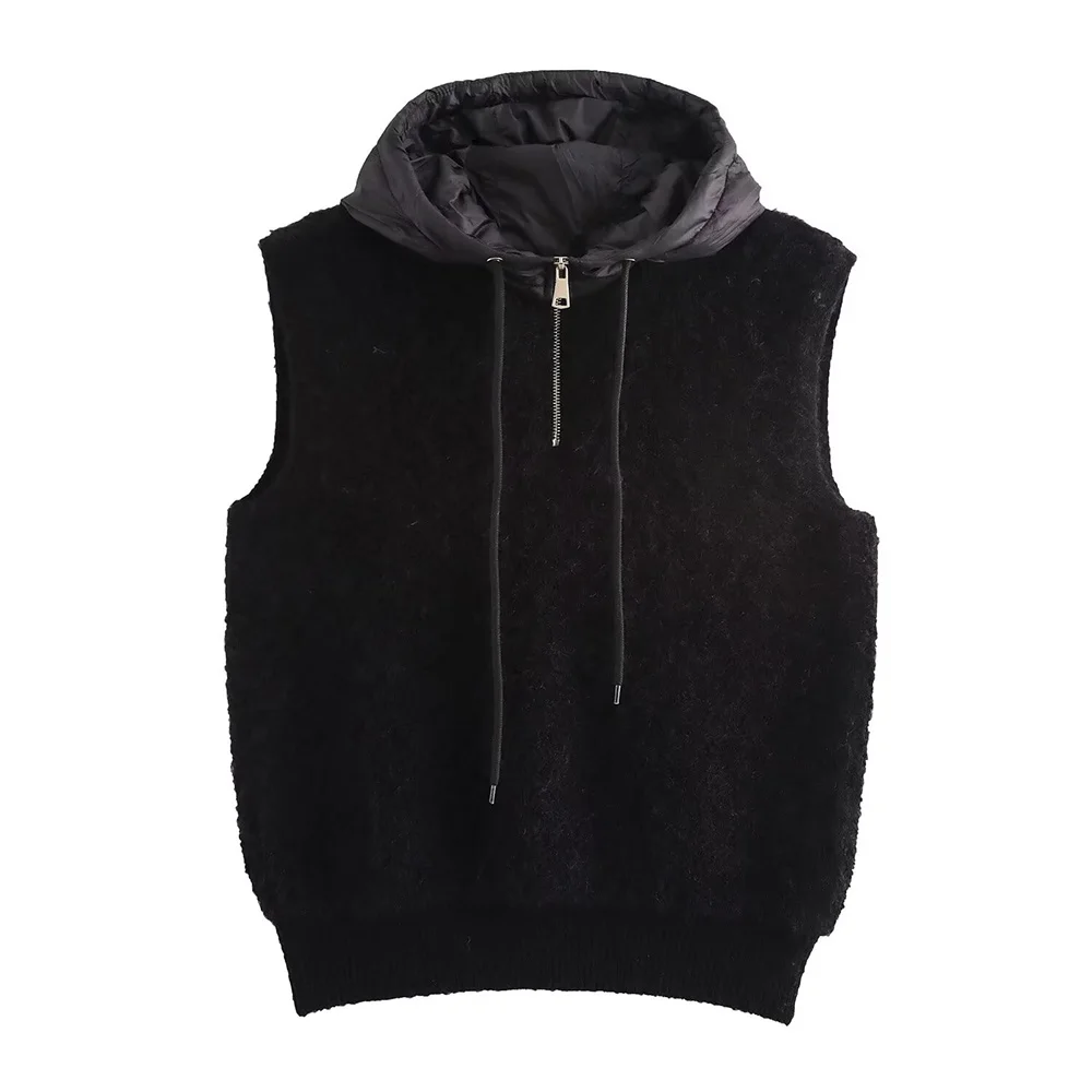 Autumn new fashionable women\'s clothingcasual and elegant design European and American style hooded knitted vest