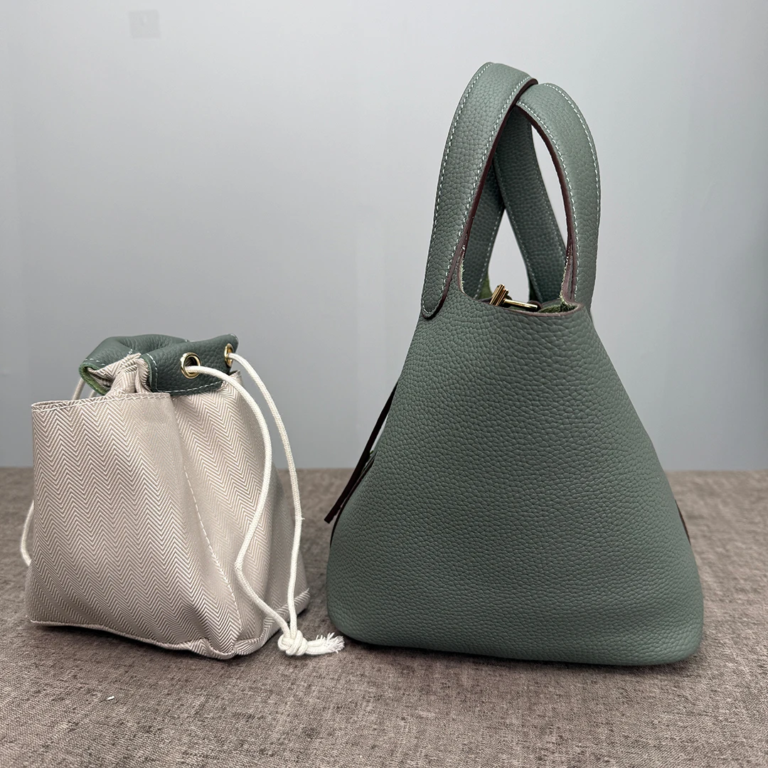 Damen Tasche Echtes Leder Oberer Griff Tragetasche Große Kapazität 3 Größen Hand Schulter Designerstil Eimerform Strukturiert Minimalistisch Tägliche Verwendung Büro Einkauf Eimerform Strukturiert Minimalistisch – Detail 20