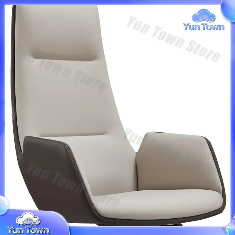 Minimalist Office Chair for Executive Manager President Leather High Back Ergonomic Task Chair for Modern Light Luxury