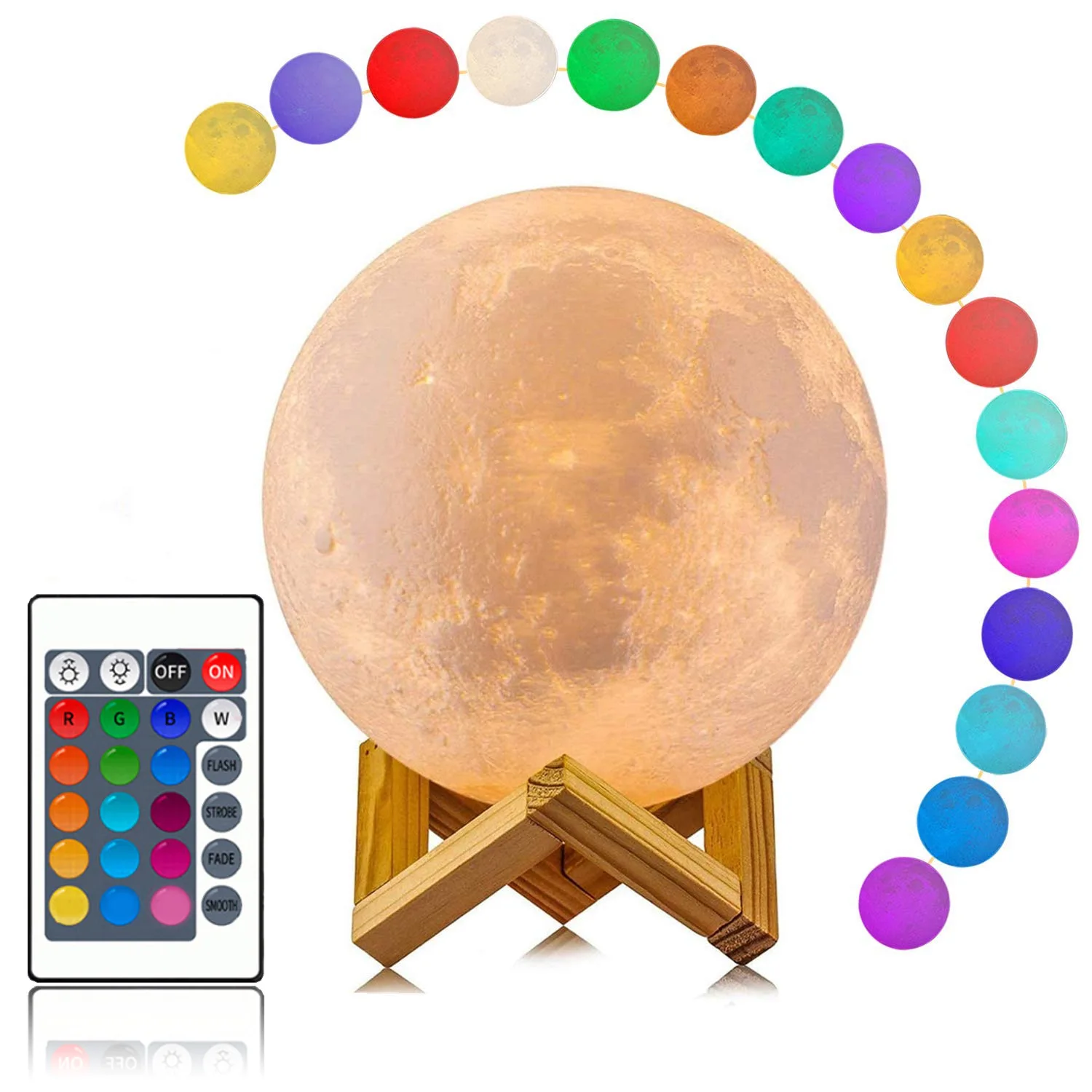 LED Nightlight 3D Print Moon Lamp Dimmable USB Charging Desk Lamp Touch Remote Control Moon Light Kids Creative Gift For Bedroom