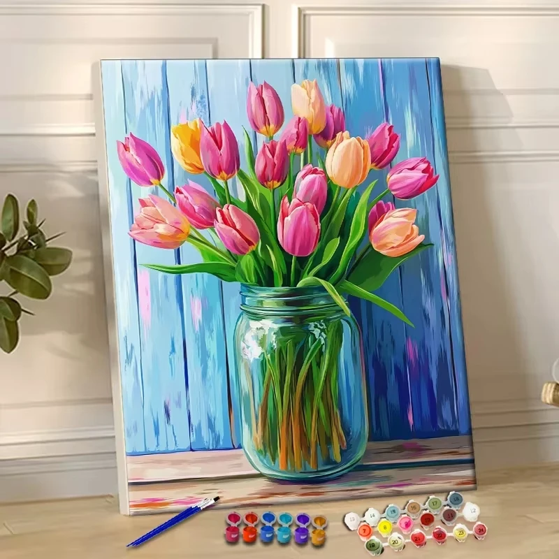 

Картина по номерам: Великолепные тюльпаны, акриловые краски, холст, портрет, семья, дети, фото, рождественские подарки, без рамы