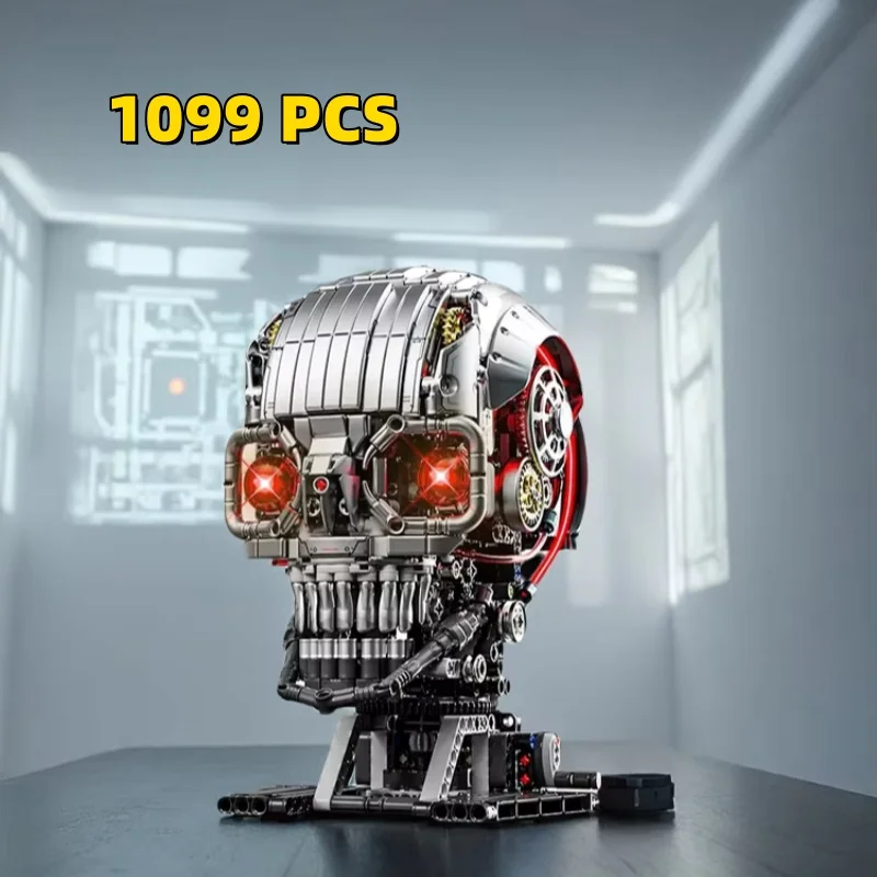 1099ピース-テクニカルスカルロボット-組み立てブロック-no13089-ギア連動パワーモーター付属-デスクトップデコレーション-コレクターズギフト
