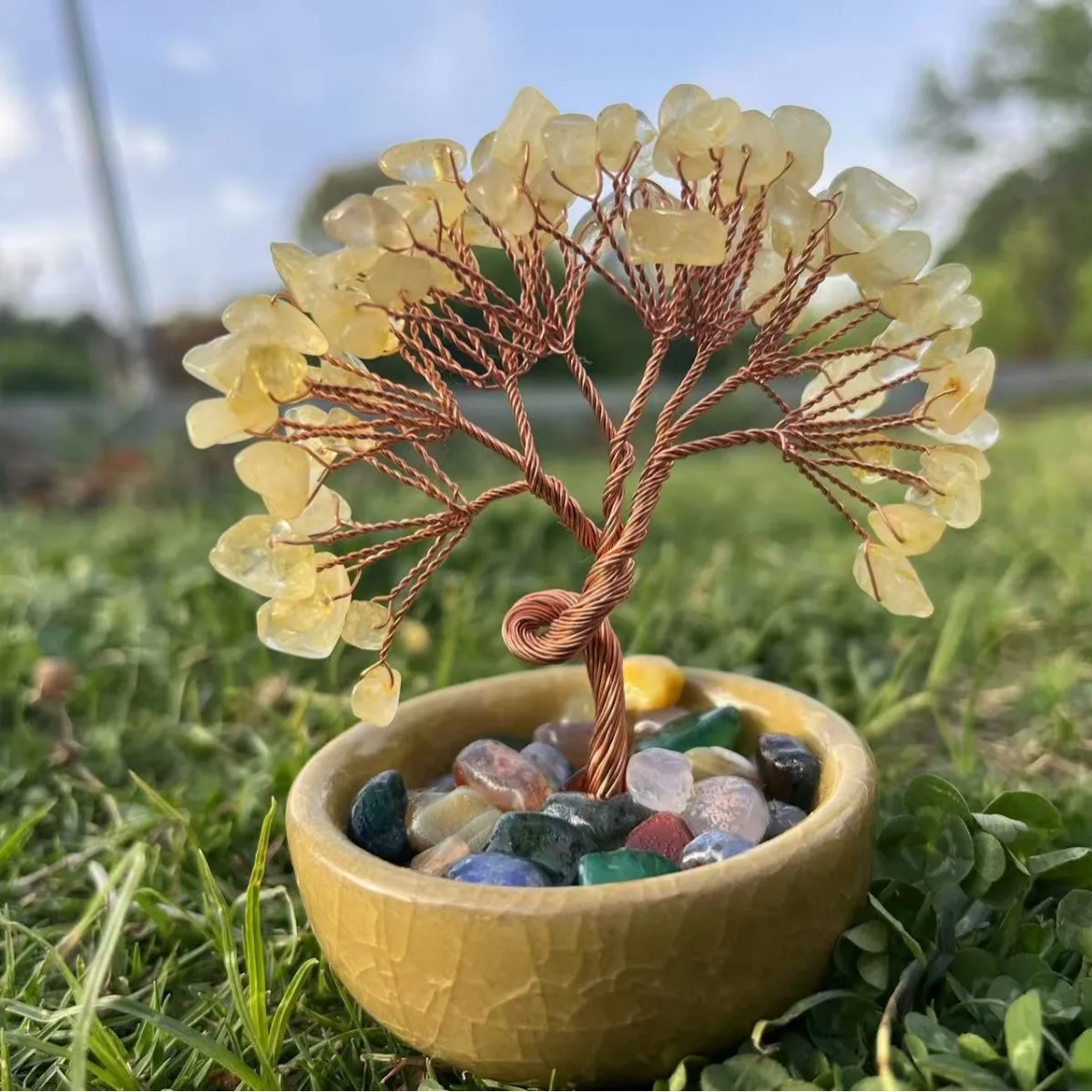 Natural Amethyst Tree Agate Base Crystal Gravel Pachira Macrocarpa Home Crafts Office Desk Surface Panel Ornaments
