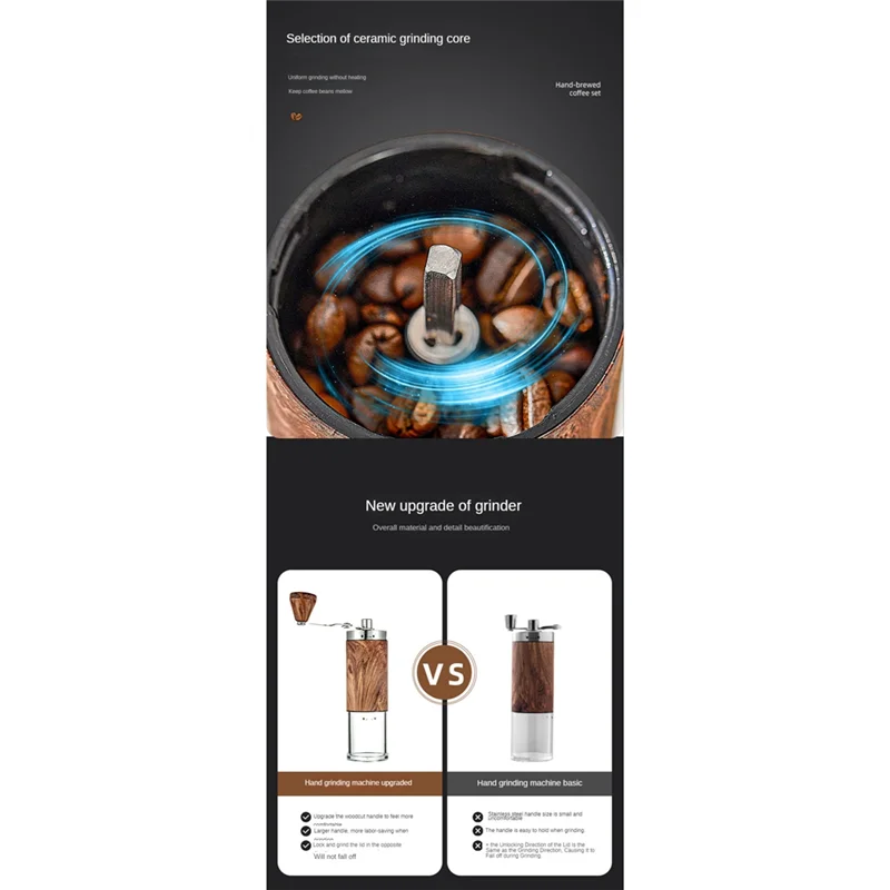 A58E-Coffee Set Coffee Accessories Camping Barista Tool Dripper Filter Coffee Kettle Manual Grinder Portable Gooseneck Kettle