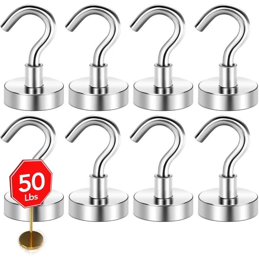 خطافات مغناطيسية شديدة التحمل 50 رطل خطاف مغناطيسي نيوديميوم قوي للمنزل والمطبخ والمكتب والمرآب بقطر 20 مم 0.78ih #1