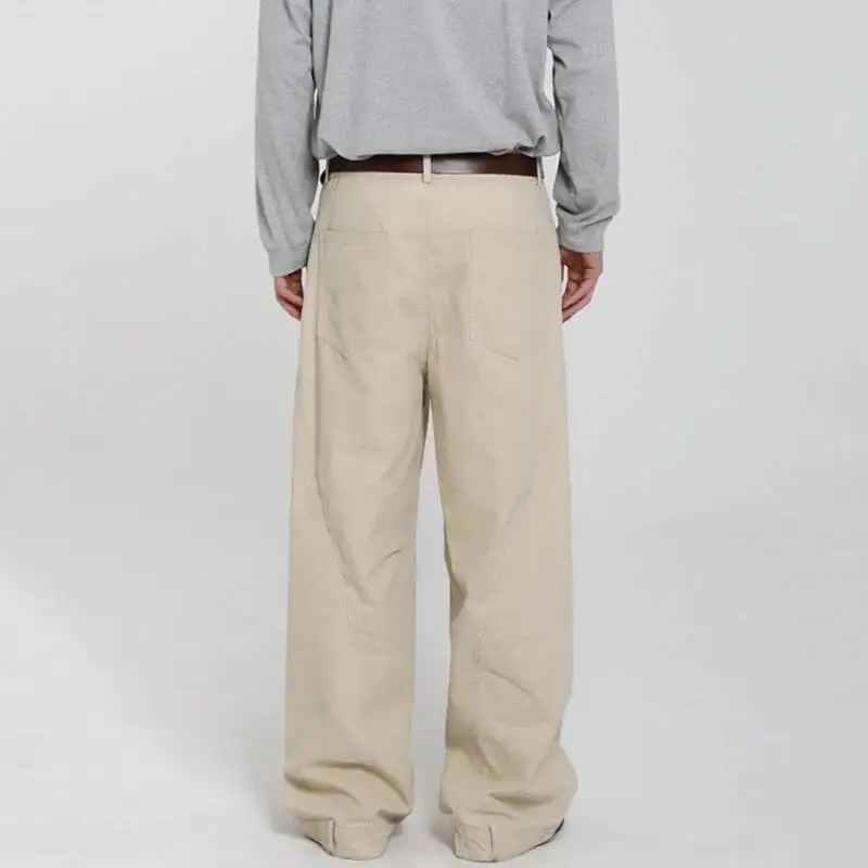 Korean Style Men's Jeans Casual Solid Color Washed Simple All-match Trousers Cleanfit Wide Leg Loose Male Jeans New 9WB8PR