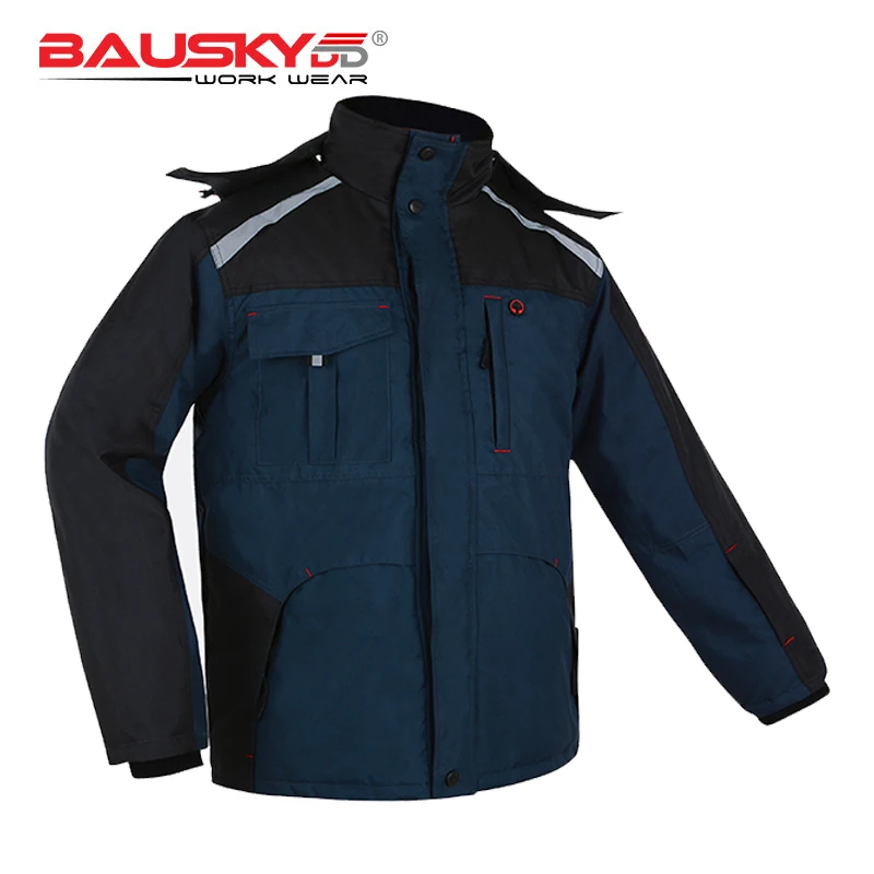 Bauskydd New Men's Warm Bomber Jackets Men Winter Work Jacket Safety Clothing Workwear