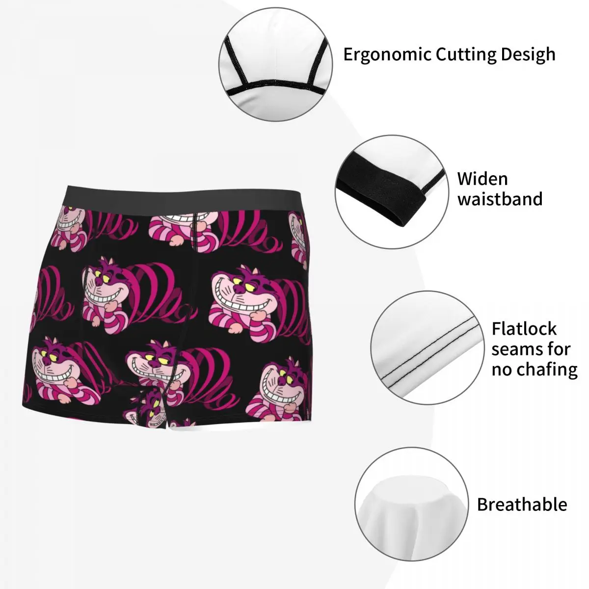 Cheshire Cat Men's Underwear Boxer Shorts Panties Sexy Polyester Underpants for Male