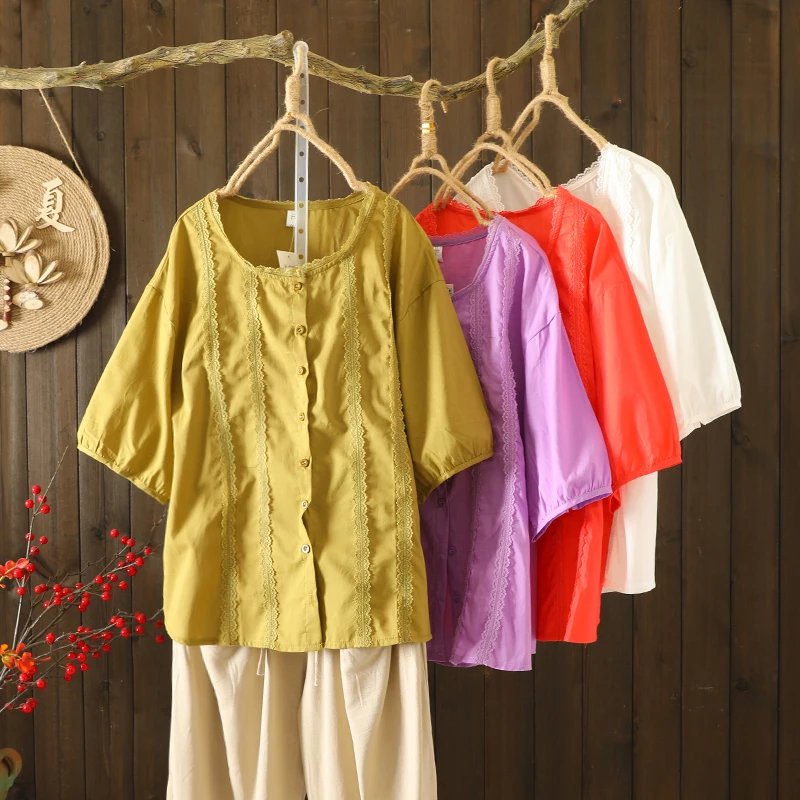Spitze Patchwork Reine Farbe Flachs Irt Große Größe Damen Faion Bell Sve runde Ne Cover Bauch Offene Strickjacke Top