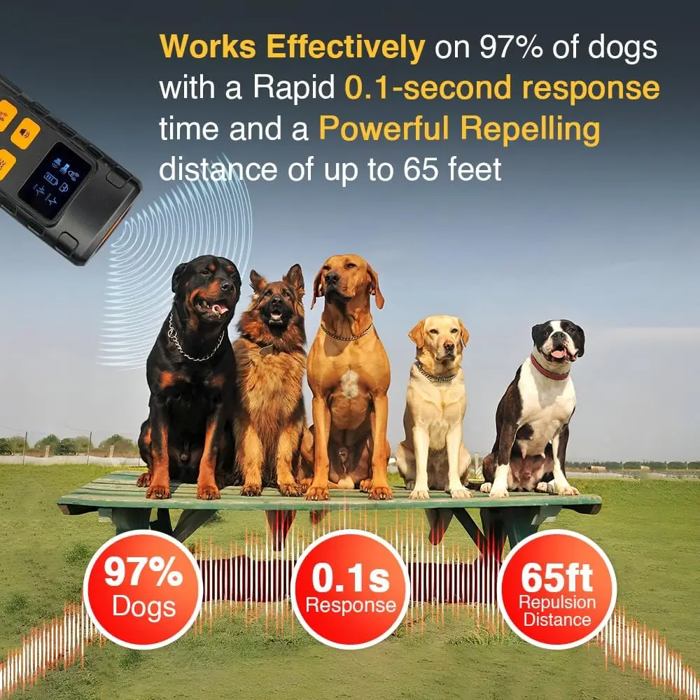 LCD Display Ultra Bright White Strobe LED High Power COB Lighting Triple Head Ultrasonic Sensor Output Cat   Dog Bark Deterrent