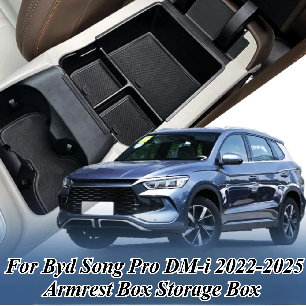

For BYD Song Pro DM-i 2022-2025 - Center Console Armrest Organizer Tray Multi-Compartment Storage Box Non-Slip Interior Upgrade