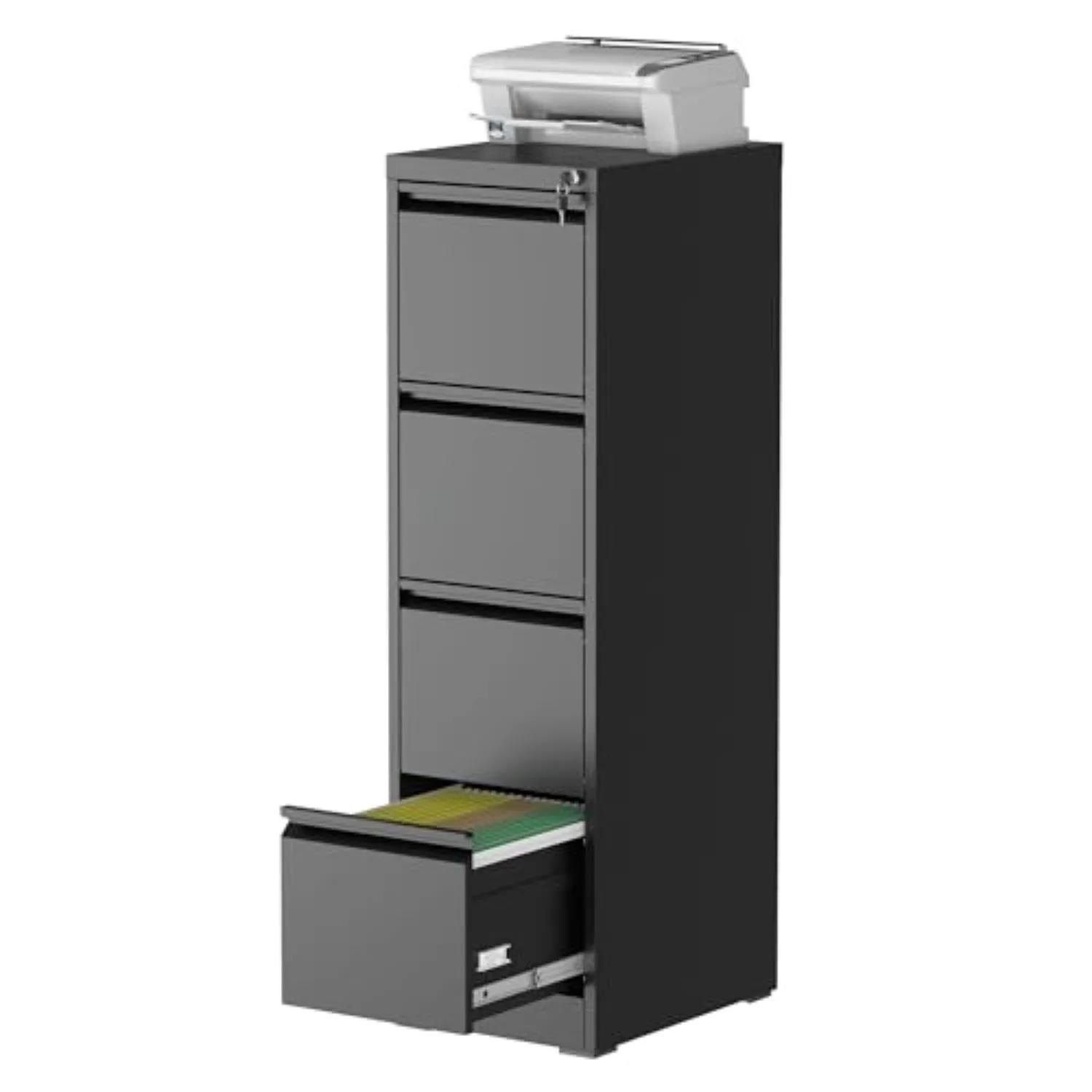 4 Drawer File Cabinet with Lock, File Cabinet, Steel Vertical Filing Cabinets for Home Office, Heavy Duty File Storage