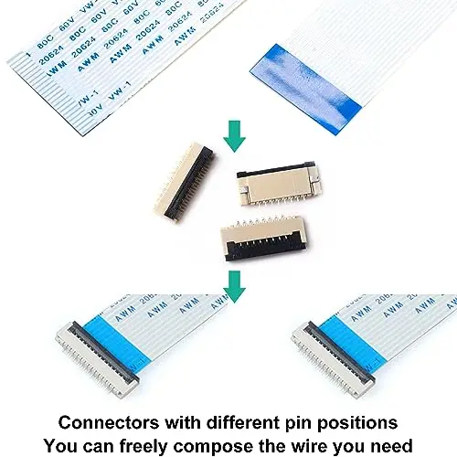 1mm Flexible Flat Cable Connectors Kit, 4/6/8/10/12/14/16/18/20/24Pin FFC FPC Ribbon Sockets Connector with (1mm-RS-Kit)