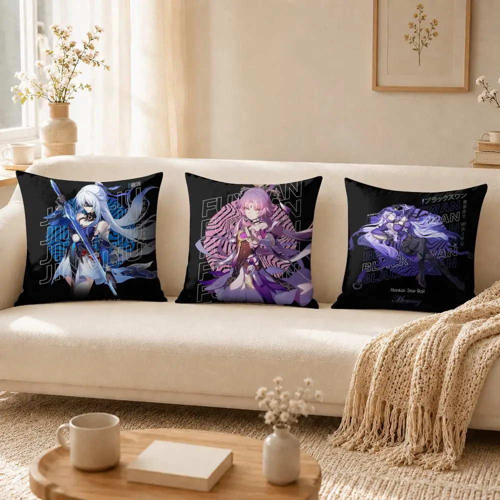 Collapse Star Iron Three Treasures Crystal Kafka Cushion Cover Soft Short Plush Double-Sided Printing Home Decor Pillow Case