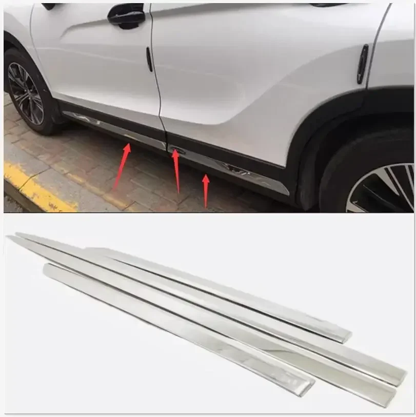 For Mitsubishi ECLIPSE CROSS 2018 2019 ABS Chrome Side Door Line Garnish Body Trim Accent Molding Cover Bezel Styling Protecto