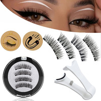 2 Pair 3D Magnetic False Eyelashes Reusable Magnetic Eyelashes With 4 Magnetic Lashes Natural Eyelash Extension Makeup Tools