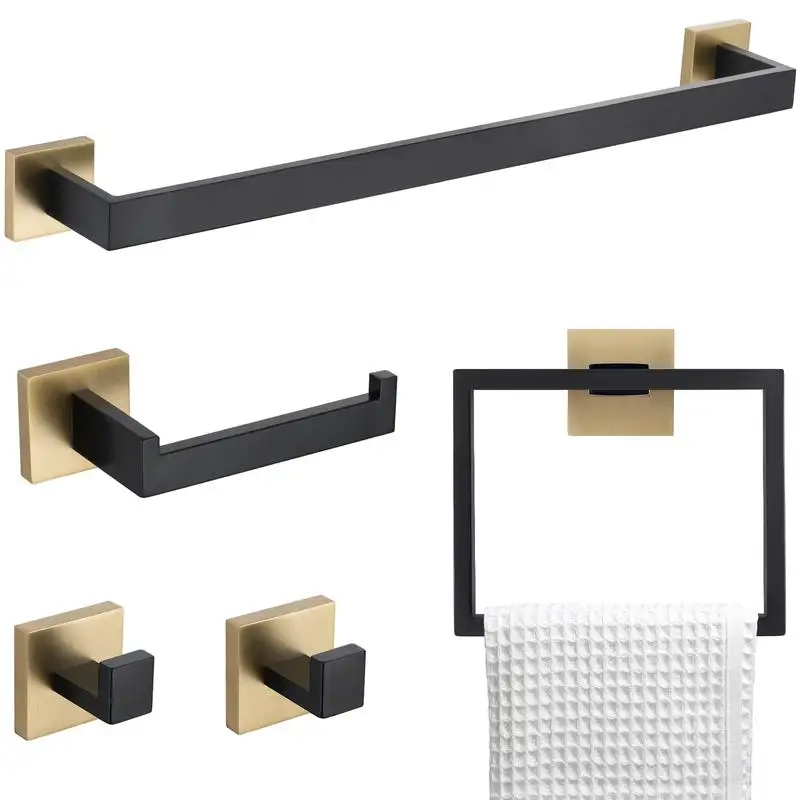 

5-Piece Stainless Steel Bathroom Hardware Accessories Set - Wall-Mounted Towel Bar Set