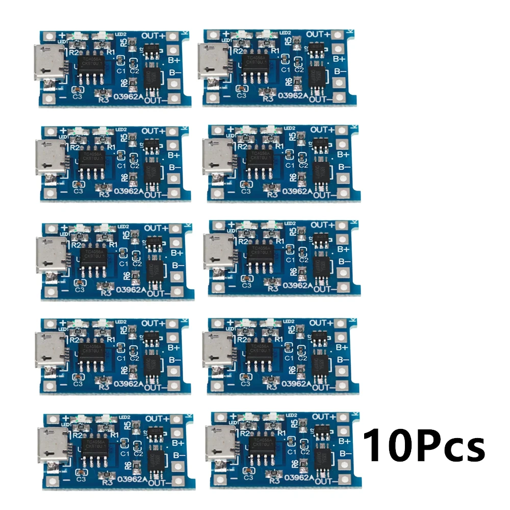 2/5/10Pcs Type-c Micro USB 5V 1A 18650 TP4056 Lithium Battery Charger Module Charging Board With Protection Dual Functions 1A