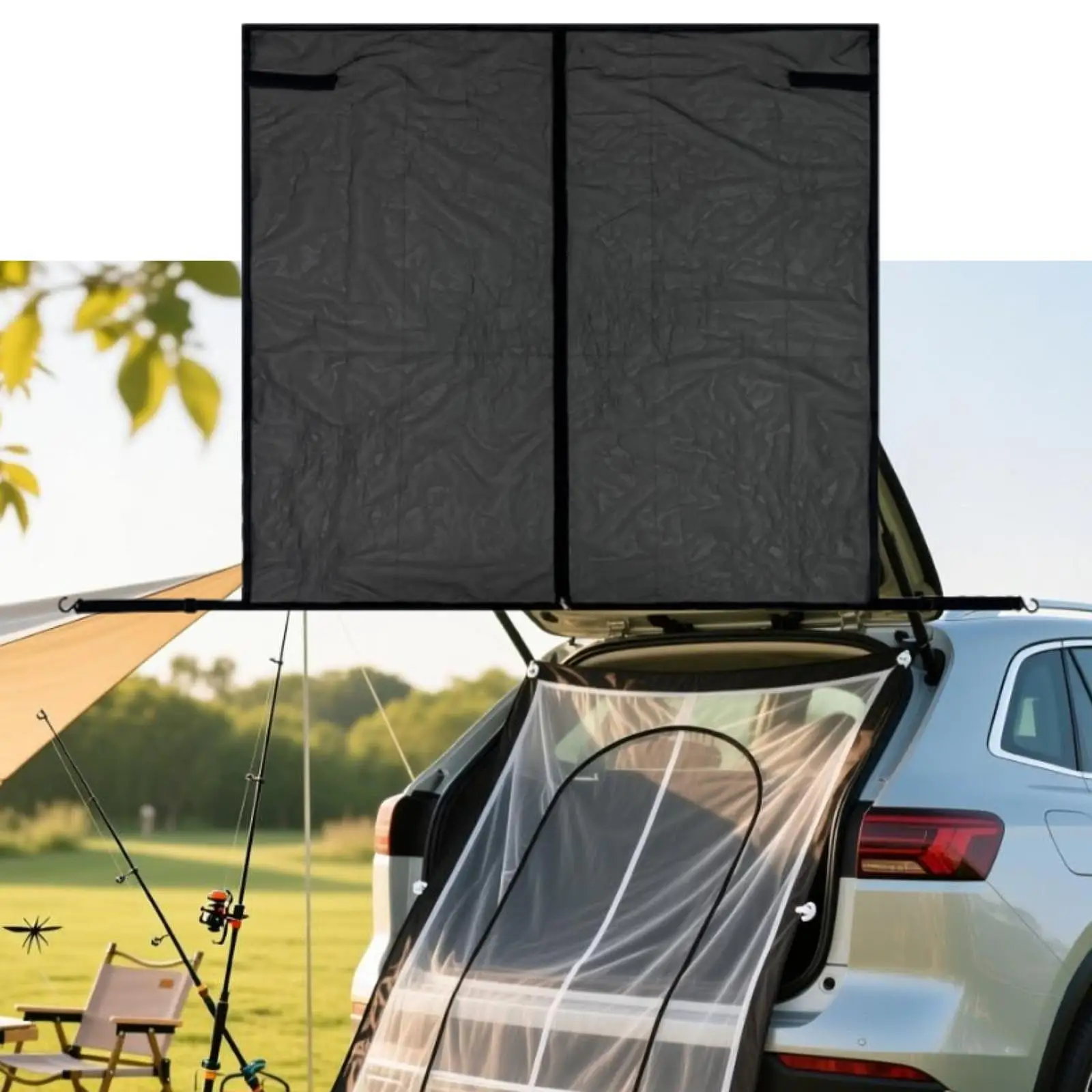 

Anti Flying Net Car Tailgate Mesh Screen Magnetic Breathable Shade Cover for SUV Camping Accessories