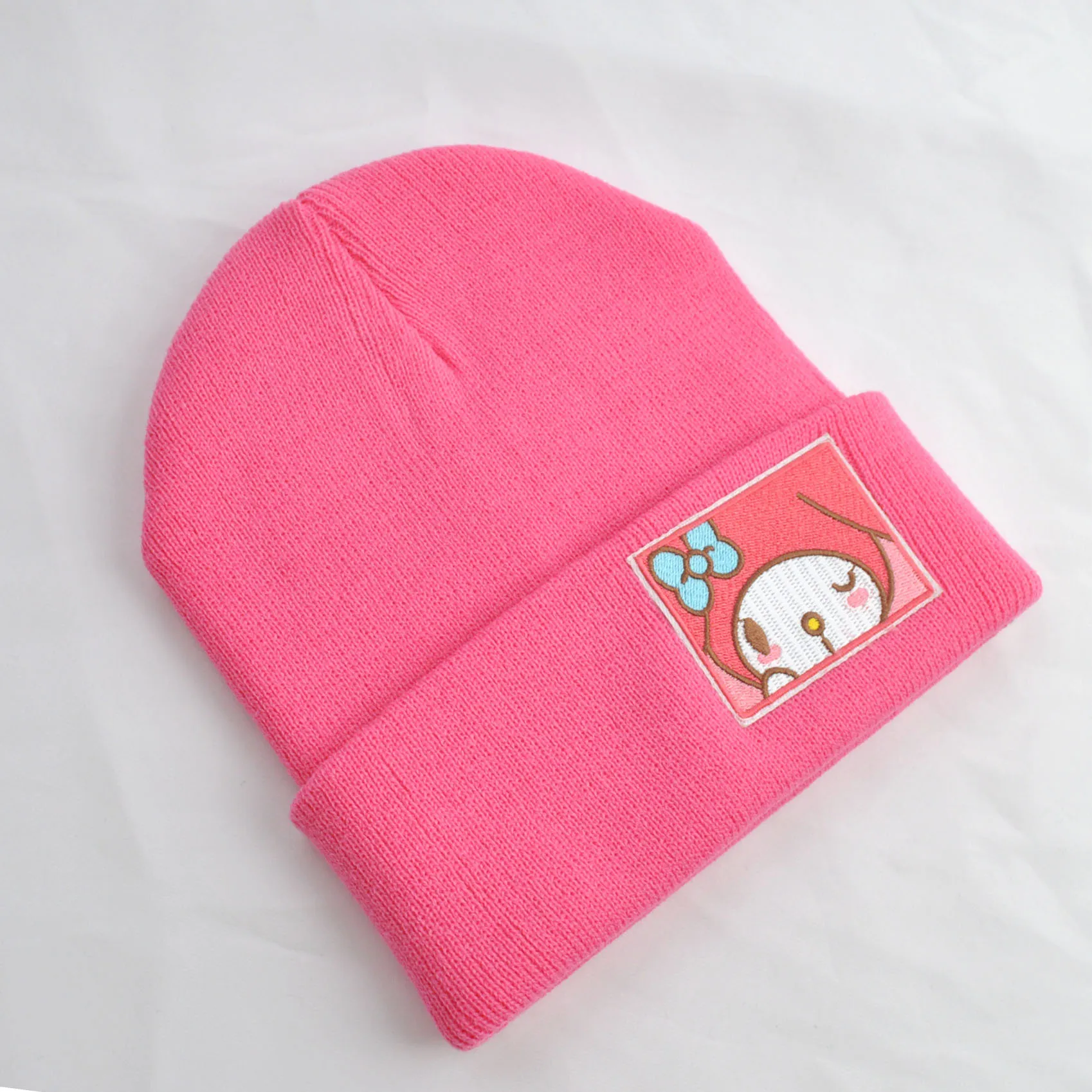 Cinnamoroll-gorro de punto Sanrio para mujer, gorro cálido de dibujos animados, bonito Kuromi My Melody, regalo de Navidad para niña, Invierno