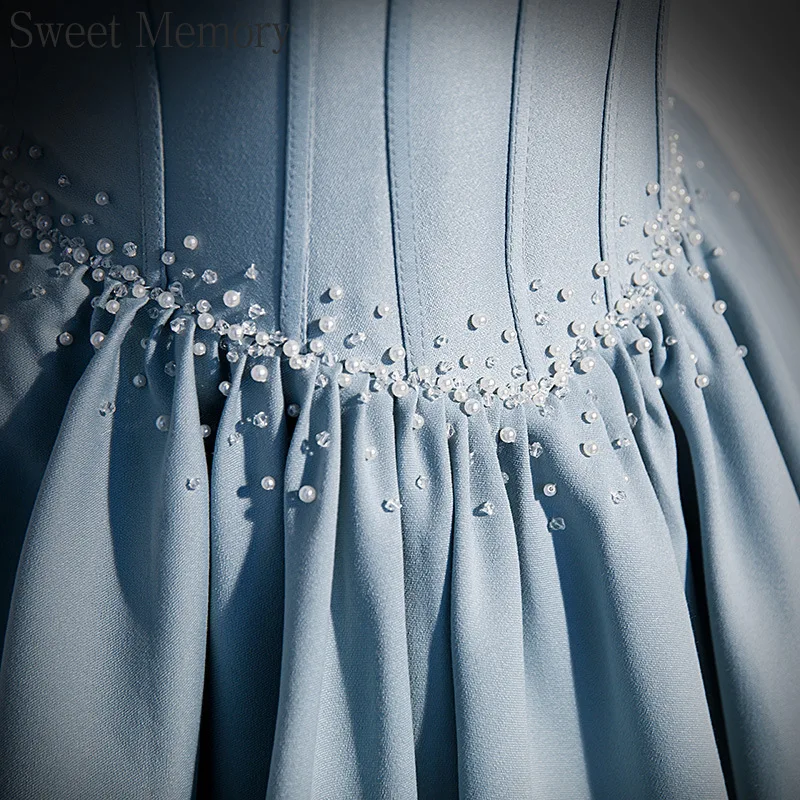 D4150 Customized Light Blue Long Bespoke Occasion Dresses Sweet Memory Princess Banquet Party Ball Prom Performance Dress