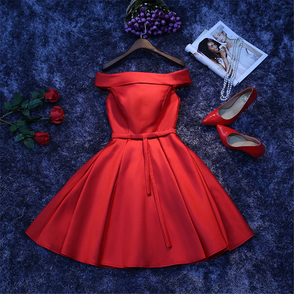 Bealegantom vermelho curto vestidos de baile fora do ombro meninas cocktail aniversário mini baile festa formatura vestido hoco h04