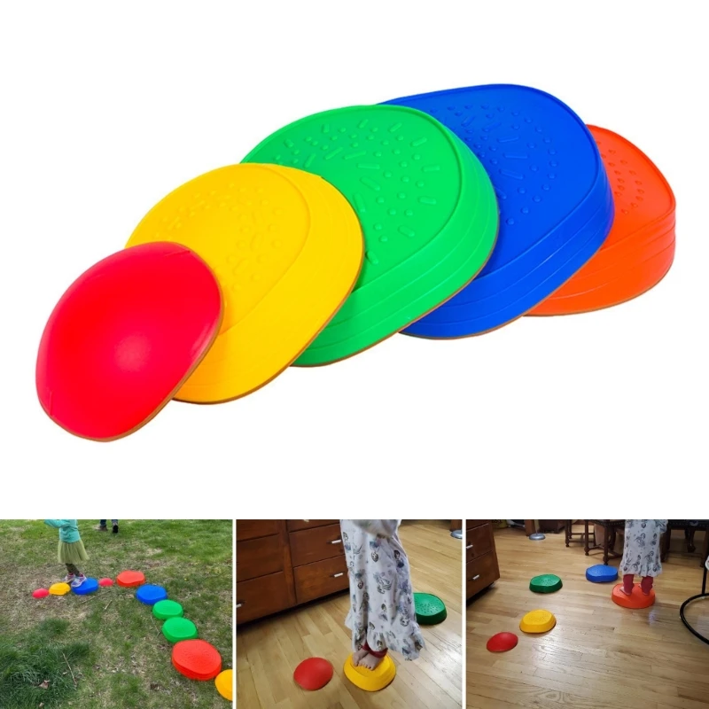 Kids Stepping Stones, 5Pcs Non-Slip Plastic River Stones for Promoting Children Coordination Skills Sensory Toy