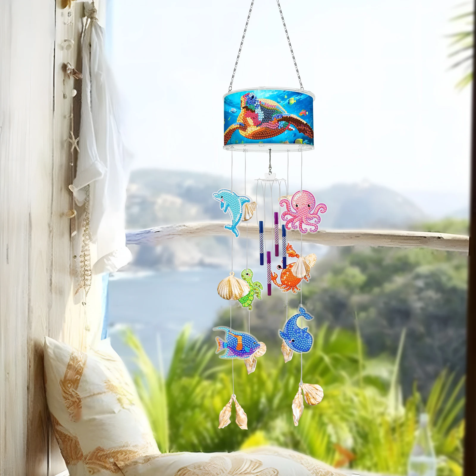 Wykwintne dzwonki wietrzne Diy Diamond Painting Wind Chimes Sea Creatures Window Garden Decorative Wall Art New Wind Chime Pendan