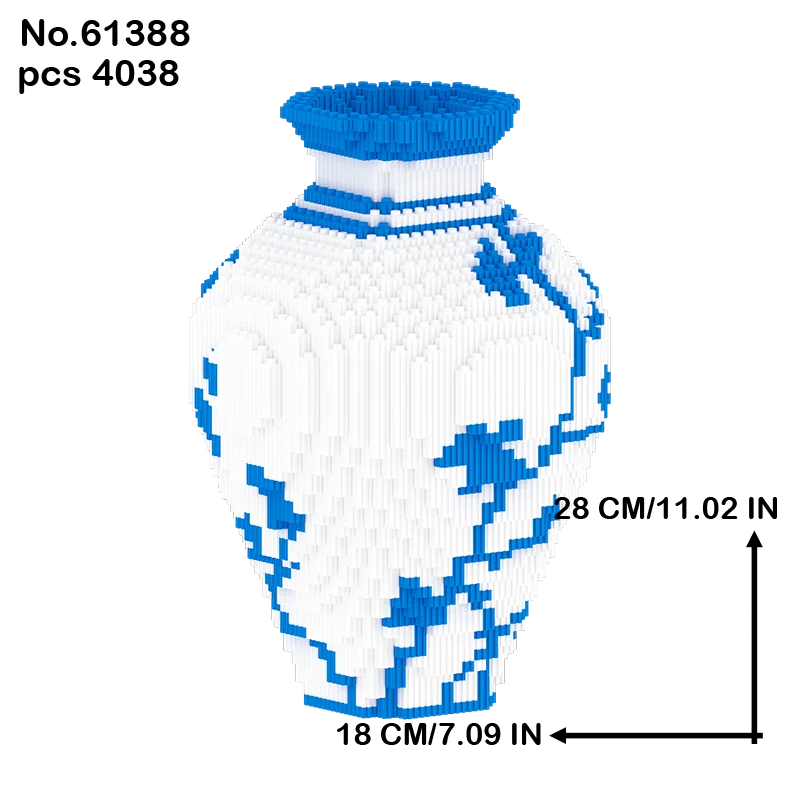 Creative DIY Chinese Style Blue and White Porcelain Vase Puzzle Building Block Educational Boy Toys for Children Brick Gift