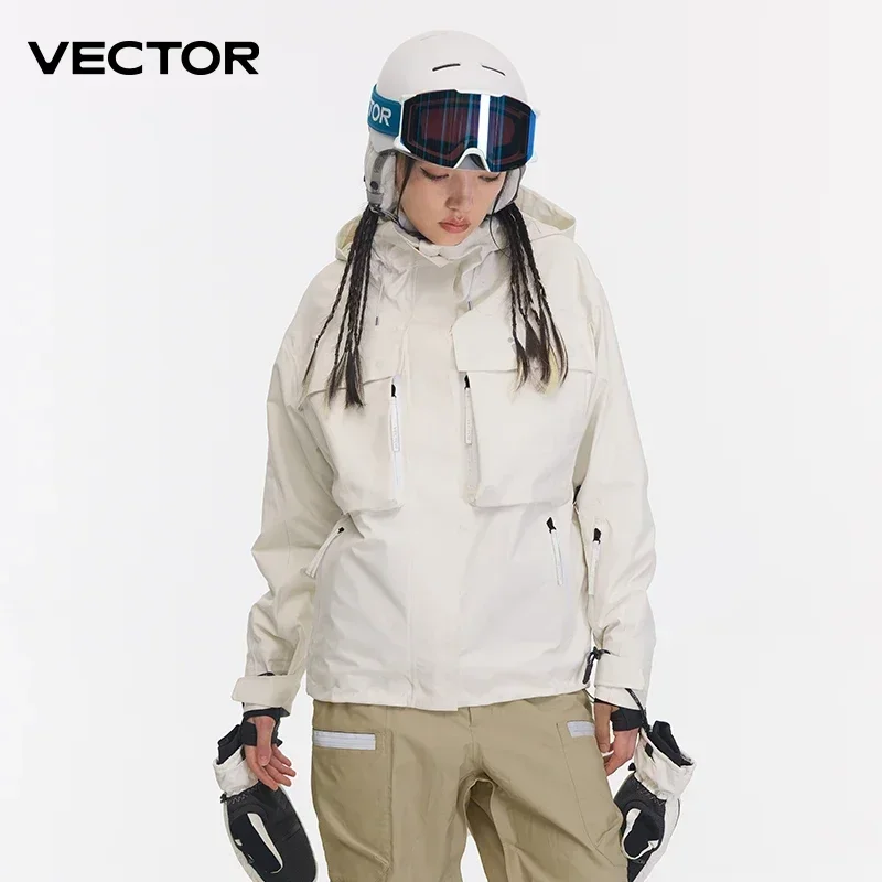 VECTOR-ropa de esquí para mujer y hombre, suéter con capucha, ropa de tendencia reflectante, traje de equipo de esquí grueso y impermeable para mujer