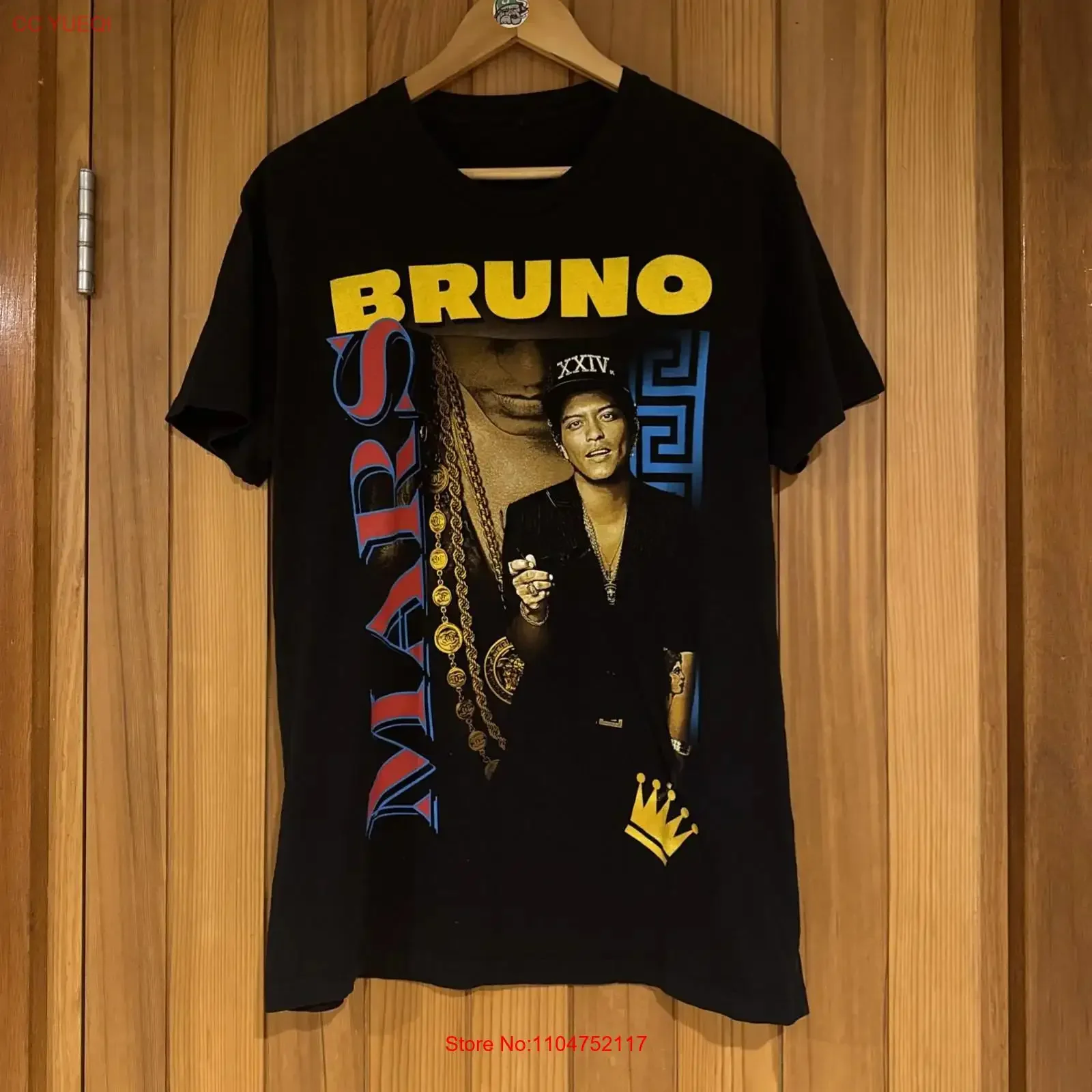 Bruno Mars 24k World Magic Tour T-shirt noir taille XL vintage délavé doux et décontracté pour un usage quotidien légèrement confortable