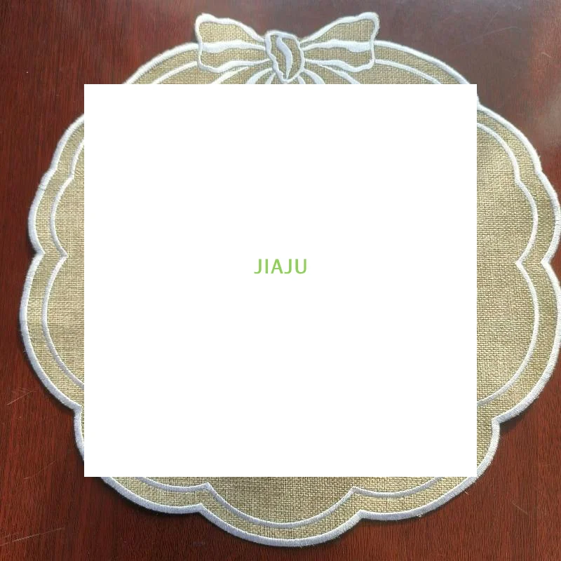 ~1 PCS Bow Embroidered Placemats Linen Heat-resistant Placemats For Home Restaurant Party And More