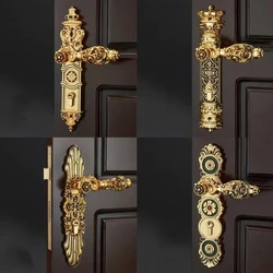 European Retro Brass Indoor Door Locks Bedroom Mute Security Door Handle Lock Home Deadbolt Lock Furniture Hardware Accessories