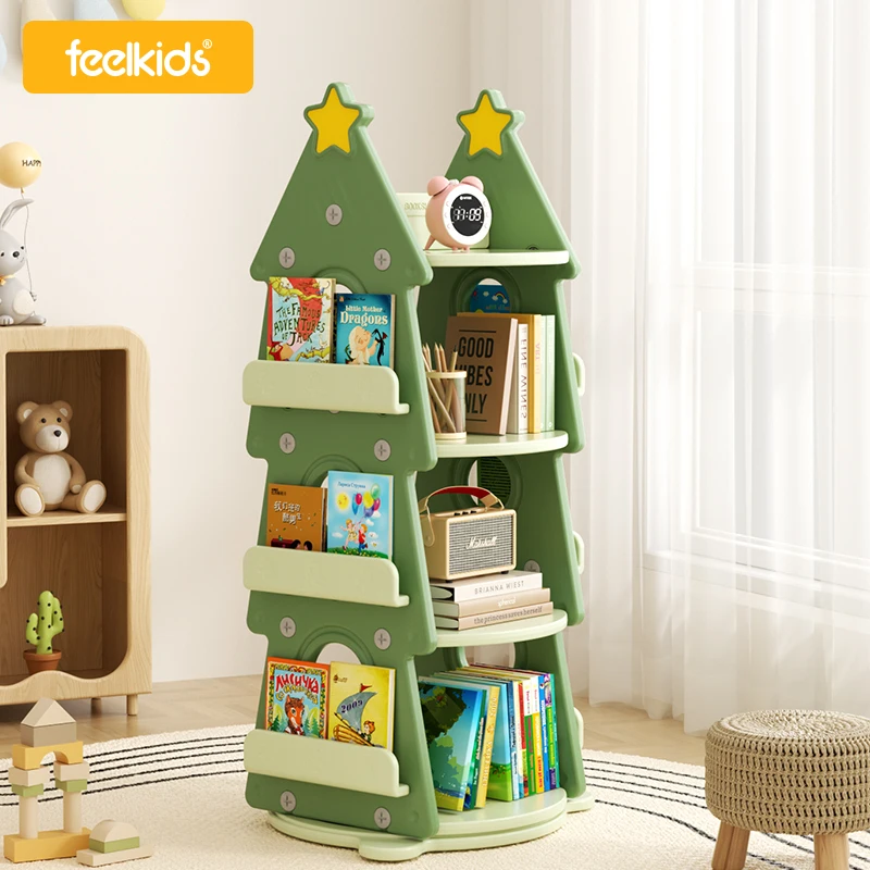 

Custom Christmas Rotating Bookshelf Baby Toys Storage Organiser Furniture Plastic Chest Corner Cupboard Rack Children Kids Cabin