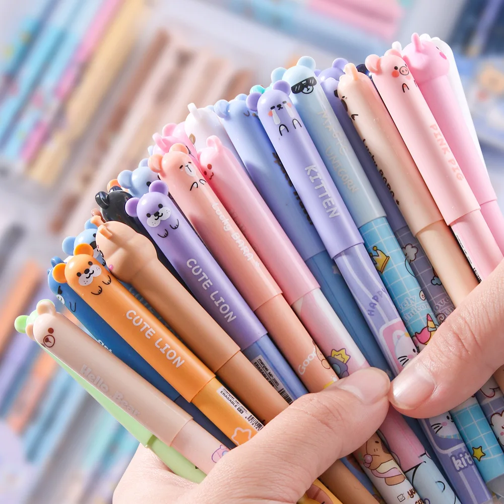 

Mixed random cartoon erasable high-visibility neutral pens, easy-to-wipe erasable pens for students' stationery