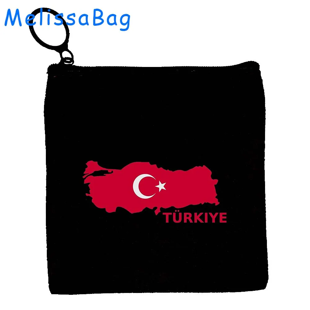 Retro Turkey Istanbul Skyline Istanbul Turkish Patriotic Gifts Turkish Girl Canvas Coin Purse Key Case Storage Bag Zipper Pouch