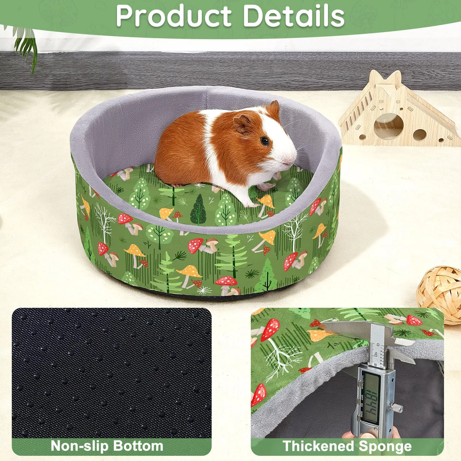 Meerschweinchen-Bett Weiches Kaninchenbett mit Dicker Abnehmbarer Matte Maschinenwaschbares Gemütliches Meerschweinchen-Haus für Hasen Rundes Schalenbett – Detail 8