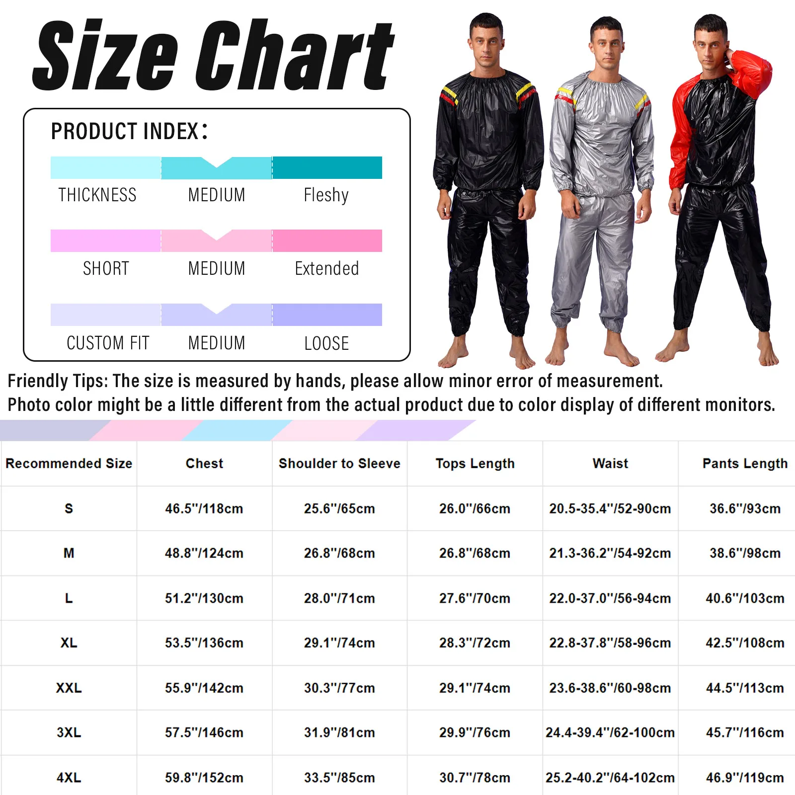 Mens Womens Heavy Duty Sauna Sweat Suit Exercise PVC Gym Fitness Workout Weight Loss Outfit Long Sleeve Top with Pants Sets