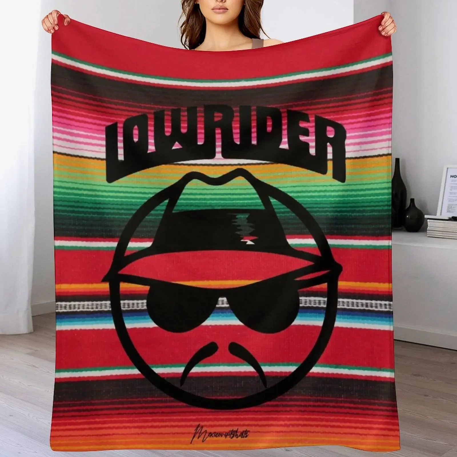 

ORIGINAL MEXICIVIPTSHIRTS LOWRIDER SERAPE Throw Blanket Outdoor Soft Blanket for Picnic Beach Camping