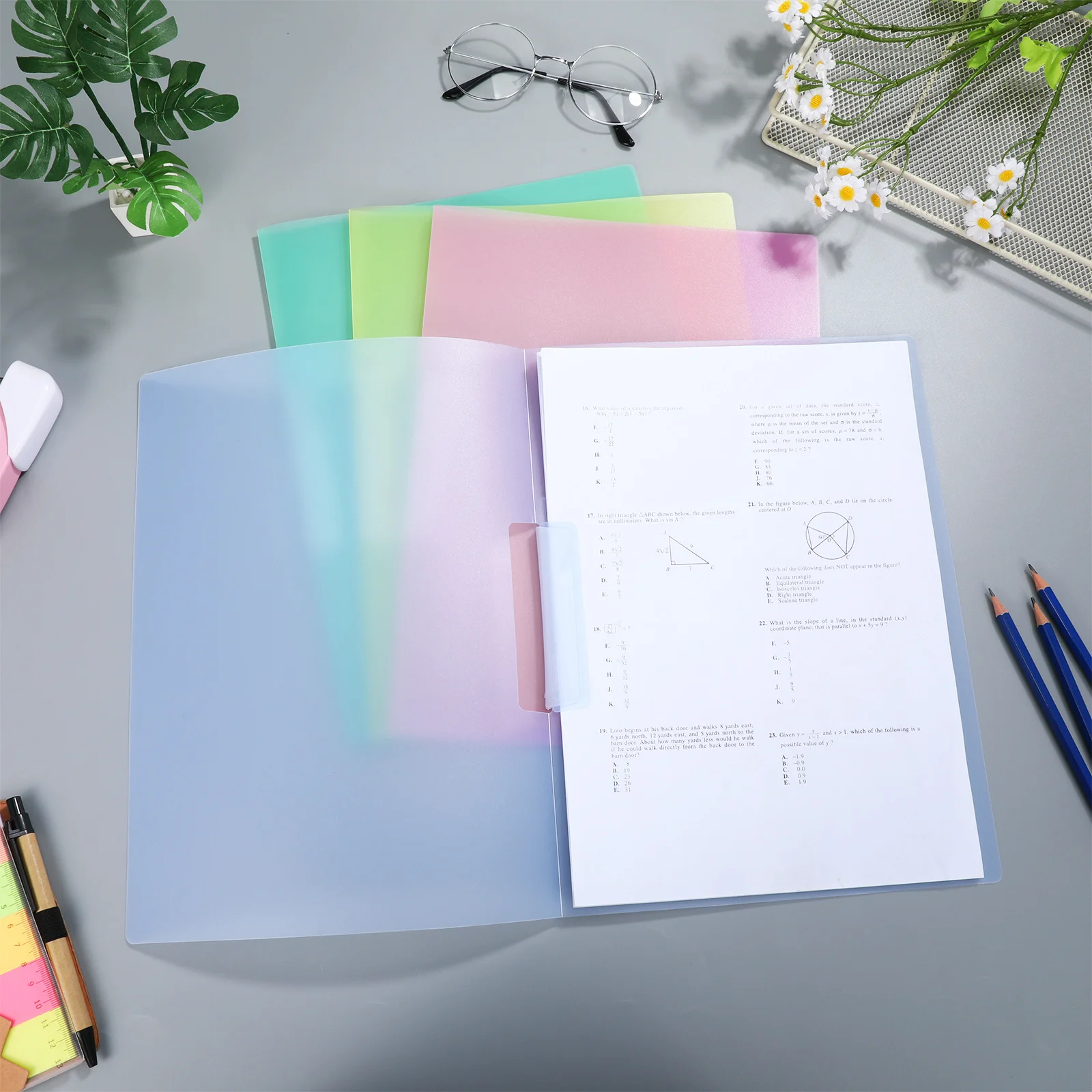 8pcs File Folders A4 Size Plastic Swing Clip Report Covers Presentation Binder For School Business Office Folder Organizers