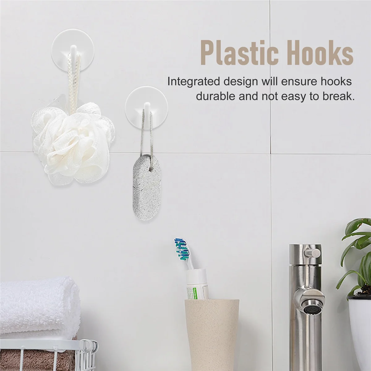 12 Pcs Plastic Hooks Self Adhesive, Sticky Hooks Removable Wall Hooks,Stick on Hooks for Hanging Coat Cloth Towel