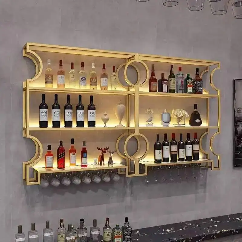Hanging Metal Kitchen Wine Cabinets Display Wall Mounted Restaurant Wine Rack Retail Modern Unique Meuble Vin Home Furniture