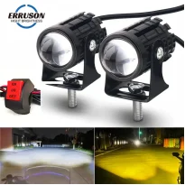 Erruson 1PCS/2PCS Super Bright Motorcycle LED Explorers Headlight Projector Fisheye Lens LED Moto Fog Auxiliary Motorcycle Headl