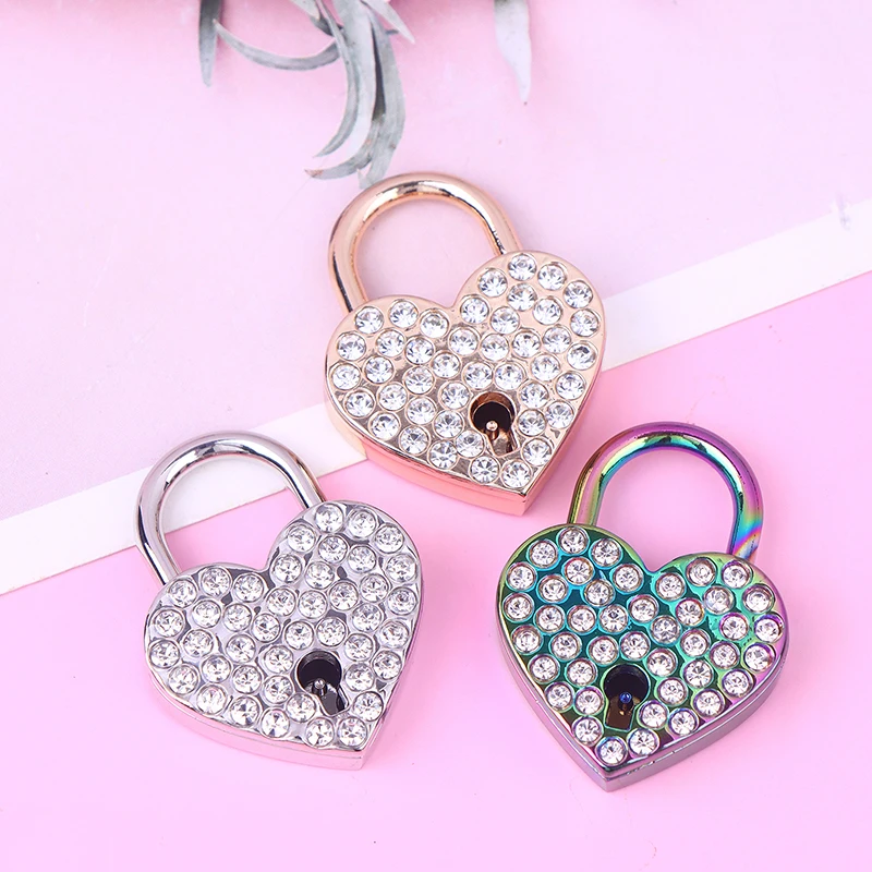 1PC Heart Shaped Padlock Metal Decorative Lock With Key For Luggage Jewelry Box Diary Suitcase Gift Customizable
