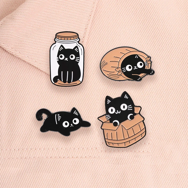 3-22 Stück/Set Cartoon-Tier-Emaille-Pins Kawaii Weltraumkatze Punk-Krähe Rotohriges Kaninchen Broschen Anime-Kätzchen-Abzeichen Schmuckgeschenke – Detail 7