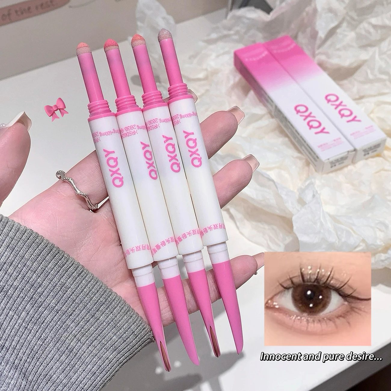 QXQY 両頭カイコペン、シャドウ強化と明るさ、ナチュラルで割れにくいカイコペン