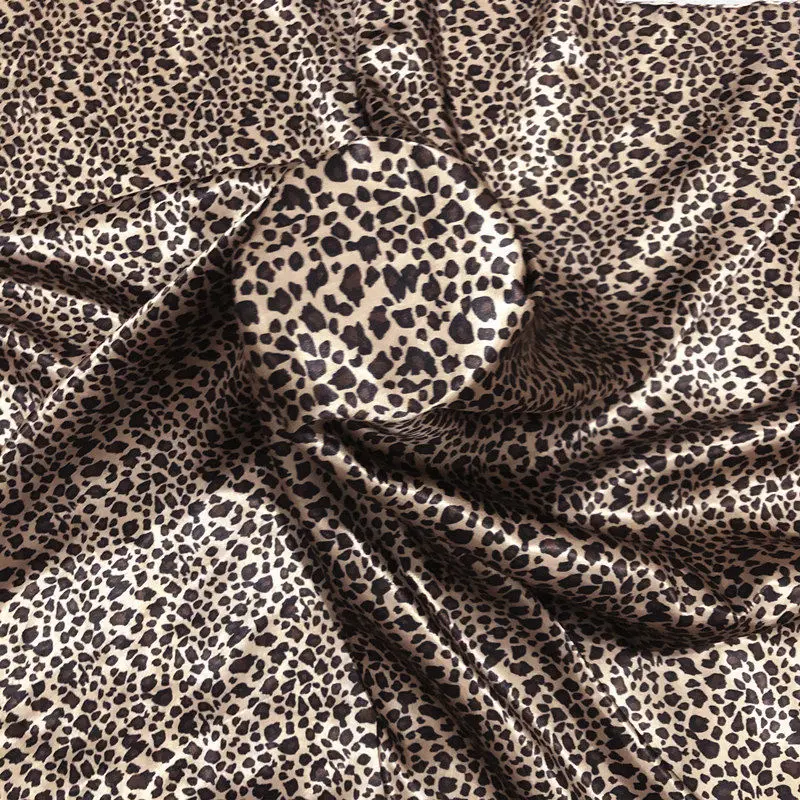 5 Meters Classic Animal Leopard Print Satin Fabric Soft Satin Silk Material For DIY Dress