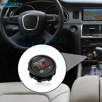 6V 12V 24V 36V 迷你圓形防水水車船摩托車直流 5-48V LED 面板數位電壓表測試儀顯示電壓表 12 最佳銷售 12V顯示屏 - №9